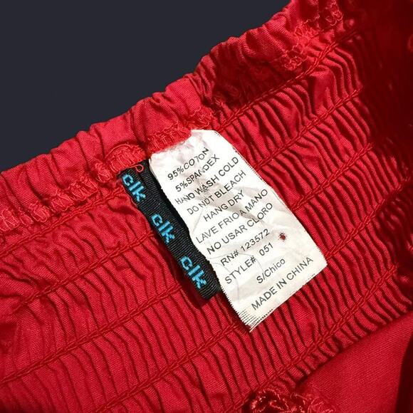 VTG Y2K Clk Clk Clk Red Lace Up Ruffle Lace Smocked Bustier Top w Padding S - Picture 8 of 8